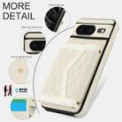 For Google Pixel 8 Splicing Rhombic Texture Card Bag Phone Case with Long Lanyard(Beige) - 3