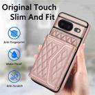 For Google Pixel 8 Splicing Rhombic Texture Card Bag Phone Case with Long Lanyard(Rose Gold) - 2