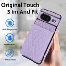 For Google Pixel 8 Splicing Rhombic Texture Card Bag Phone Case with Long Lanyard(Purple) - 2
