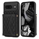 For Google Pixel 8 Splicing Rhombic Texture Card Bag Phone Case with Long Lanyard(Black) - 1