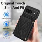 For Google Pixel 8 Splicing Rhombic Texture Card Bag Phone Case with Long Lanyard(Black) - 2