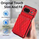 For Google Pixel 8 Splicing Rhombic Texture Card Bag Phone Case with Long Lanyard(Red) - 2