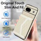 For Google Pixel 8a Splicing Rhombic Texture Card Bag Phone Case with Long Lanyard(Beige) - 2