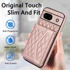 For Google Pixel 8a Splicing Rhombic Texture Card Bag Phone Case with Long Lanyard(Rose Gold) - 2