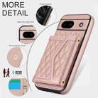 For Google Pixel 8a Splicing Rhombic Texture Card Bag Phone Case with Long Lanyard(Rose Gold) - 3