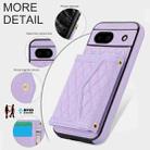 For Google Pixel 8a Splicing Rhombic Texture Card Bag Phone Case with Long Lanyard(Purple) - 3
