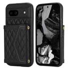 For Google Pixel 8a Splicing Rhombic Texture Card Bag Phone Case with Long Lanyard(Black) - 1