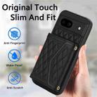 For Google Pixel 8a Splicing Rhombic Texture Card Bag Phone Case with Long Lanyard(Black) - 2