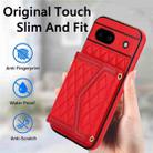 For Google Pixel 8a Splicing Rhombic Texture Card Bag Phone Case with Long Lanyard(Red) - 2