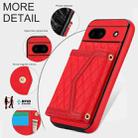 For Google Pixel 8a Splicing Rhombic Texture Card Bag Phone Case with Long Lanyard(Red) - 3