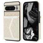 For Google Pixel 8 Pro Splicing Rhombic Texture Card Bag Phone Case with Long Lanyard(Beige) - 1