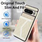 For Google Pixel 8 Pro Splicing Rhombic Texture Card Bag Phone Case with Long Lanyard(Beige) - 2