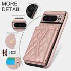 For Google Pixel 8 Pro Splicing Rhombic Texture Card Bag Phone Case with Long Lanyard(Rose Gold) - 3