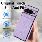 For Google Pixel 8 Pro Splicing Rhombic Texture Card Bag Phone Case with Long Lanyard(Purple) - 2