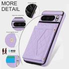 For Google Pixel 8 Pro Splicing Rhombic Texture Card Bag Phone Case with Long Lanyard(Purple) - 3