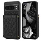 For Google Pixel 8 Pro Splicing Rhombic Texture Card Bag Phone Case with Long Lanyard(Black) - 1