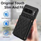For Google Pixel 8 Pro Splicing Rhombic Texture Card Bag Phone Case with Long Lanyard(Black) - 2