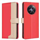 For Realme 12 5G Global Color Matching RFID Anti-theft Leather Phone Case(Red) - 1