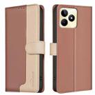 For Realme C53 Color Matching RFID Anti-theft Leather Phone Case(Brown) - 1