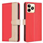For Realme C53 Color Matching RFID Anti-theft Leather Phone Case(Red) - 1