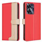 For Realme C55 Color Matching RFID Anti-theft Leather Phone Case(Red) - 1