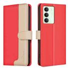 For Realme 14X 5G Color Matching RFID Anti-theft Leather Phone Case(Red) - 1