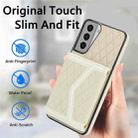 For Samsung Galaxy S21 5G Splicing Rhombic Texture Card Bag Phone Case with Long Lanyard(Beige) - 2