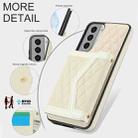 For Samsung Galaxy S21 5G Splicing Rhombic Texture Card Bag Phone Case with Long Lanyard(Beige) - 3