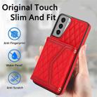For Samsung Galaxy S21 5G Splicing Rhombic Texture Card Bag Phone Case with Long Lanyard(Red) - 2