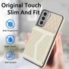 For Samsung Galaxy S21+ 5G Splicing Rhombic Texture Card Bag Phone Case with Long Lanyard(Beige) - 2