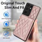 For Samsung Galaxy S21 Ultra 5G Splicing Rhombic Texture Card Bag Phone Case with Long Lanyard(Rose Gold) - 2