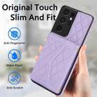 For Samsung Galaxy S21 Ultra 5G Splicing Rhombic Texture Card Bag Phone Case with Long Lanyard(Purple) - 2