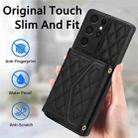 For Samsung Galaxy S21 Ultra 5G Splicing Rhombic Texture Card Bag Phone Case with Long Lanyard(Black) - 2