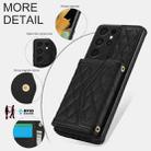 For Samsung Galaxy S21 Ultra 5G Splicing Rhombic Texture Card Bag Phone Case with Long Lanyard(Black) - 3