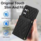 For Samsung Galaxy S24 5G Splicing Rhombic Texture Card Bag Phone Case with Long Lanyard(Black) - 2