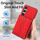 For Samsung Galaxy S24 5G Splicing Rhombic Texture Card Bag Phone Case with Long Lanyard(Red) - 2