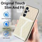For Samsung Galaxy S24+ 5G Splicing Rhombic Texture Card Bag Phone Case with Long Lanyard(Beige) - 2