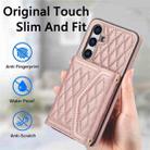 For Samsung Galaxy S24+ 5G Splicing Rhombic Texture Card Bag Phone Case with Long Lanyard(Rose Gold) - 2