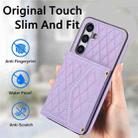 For Samsung Galaxy S24+ 5G Splicing Rhombic Texture Card Bag Phone Case with Long Lanyard(Purple) - 2