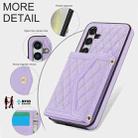 For Samsung Galaxy S24+ 5G Splicing Rhombic Texture Card Bag Phone Case with Long Lanyard(Purple) - 3