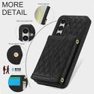 For Samsung Galaxy S24+ 5G Splicing Rhombic Texture Card Bag Phone Case with Long Lanyard(Black) - 3