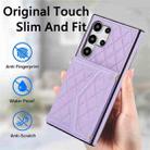 For Samsung Galaxy S24 Ultra 5G Splicing Rhombic Texture Card Bag Phone Case with Long Lanyard(Purple) - 2