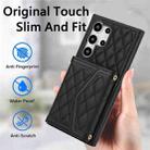 For Samsung Galaxy S24 Ultra 5G Splicing Rhombic Texture Card Bag Phone Case with Long Lanyard(Black) - 2