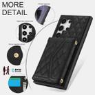 For Samsung Galaxy S24 Ultra 5G Splicing Rhombic Texture Card Bag Phone Case with Long Lanyard(Black) - 3