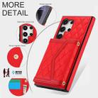 For Samsung Galaxy S24 Ultra 5G Splicing Rhombic Texture Card Bag Phone Case with Long Lanyard(Red) - 3