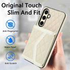 For Samsung Galaxy S24 FE 5G Splicing Rhombic Texture Card Bag Phone Case with Long Lanyard(Beige) - 2