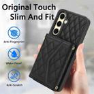 For Samsung Galaxy S24 FE 5G Splicing Rhombic Texture Card Bag Phone Case with Long Lanyard(Black) - 2