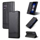 For Samsung Galaxy S24 FE 5G AZNS Magnetic Calf Texture Flip Leather Phone Case(Black) - 1