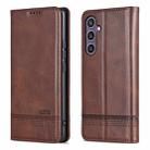 For Samsung Galaxy S24 FE 5G AZNS Magnetic Calf Texture Flip Leather Phone Case(Dark Brown) - 3