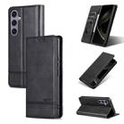 For Samsung Galaxy S25+ 5G AZNS Magnetic Calf Texture Flip Leather Phone Case(Black) - 1